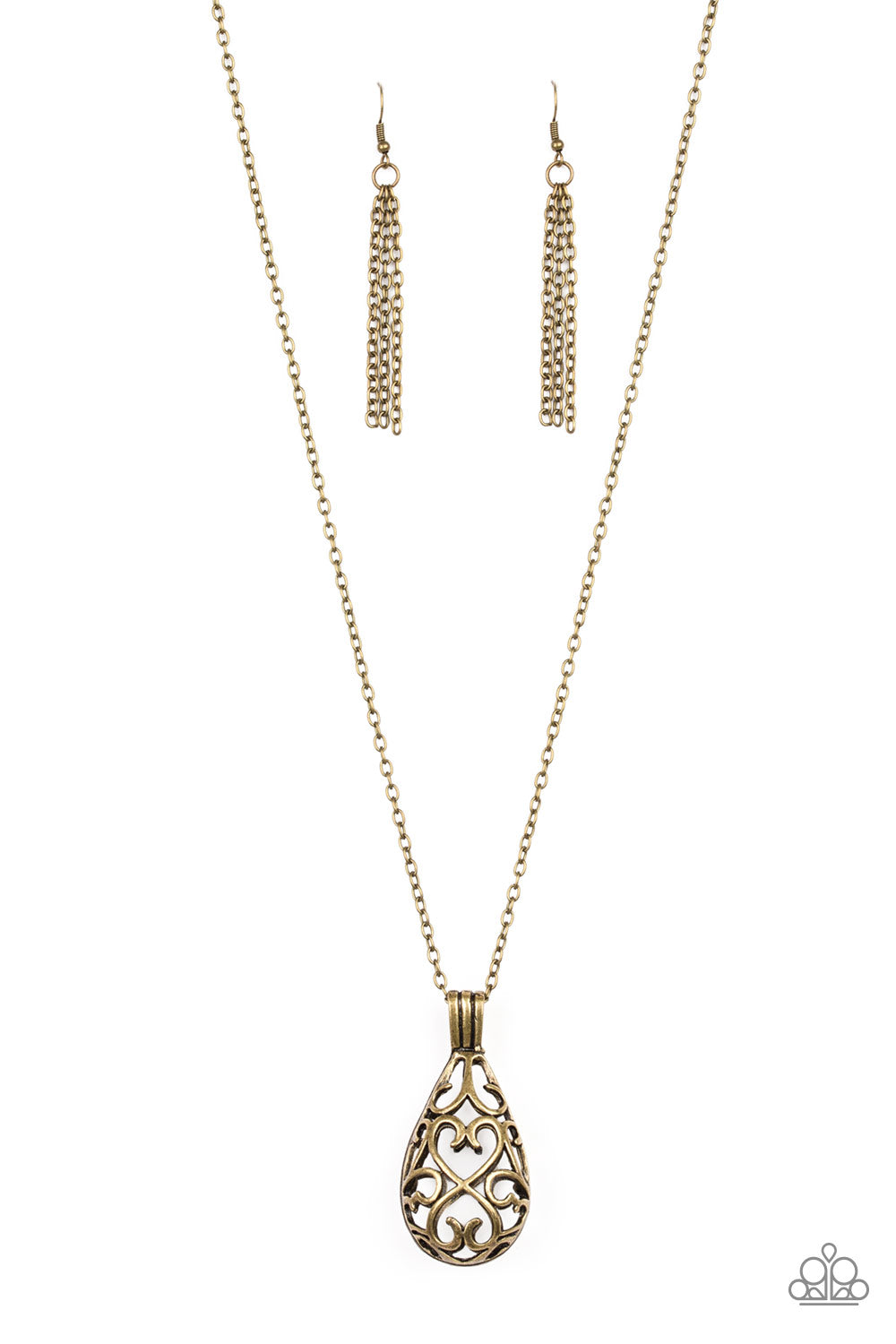 Brass long online necklace paparazzi