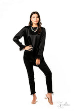 Load image into Gallery viewer, Featuring an oil spill iridescence, raw cut pieces of hematite are threaded along an invisible wire below the collar for a colorfully courageous look. Features an adjustable clasp closure.