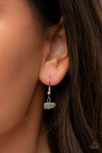 Load image into Gallery viewer, FREE MATCHING EARRINGS - Listen to Your Soul - Green - Paparazzi - Infused with a multicolored collection of natural stone beads and pebbles, stacks of textured silver charms and mismatched wooden beads create earthy tassels at the bottom of a silver beaded teardrop frame. Enhanced with a shiny white threaded tassel, the whimsical fringe swings from the bottom of an extended silver chain.