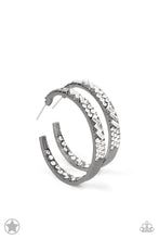 Load image into Gallery viewer, GLITZY By Association - Gunmetal - Blockbuster Hoop Earrings