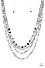 Load image into Gallery viewer, Extravagant Elegance - Multi- Paparazzi  - Mismatched silver chains layer down the chest. Dipped in a metallic sheen, a strand of faceted black beads joins below the collar for a glamorous look. Features an adjustable clasp closure.
