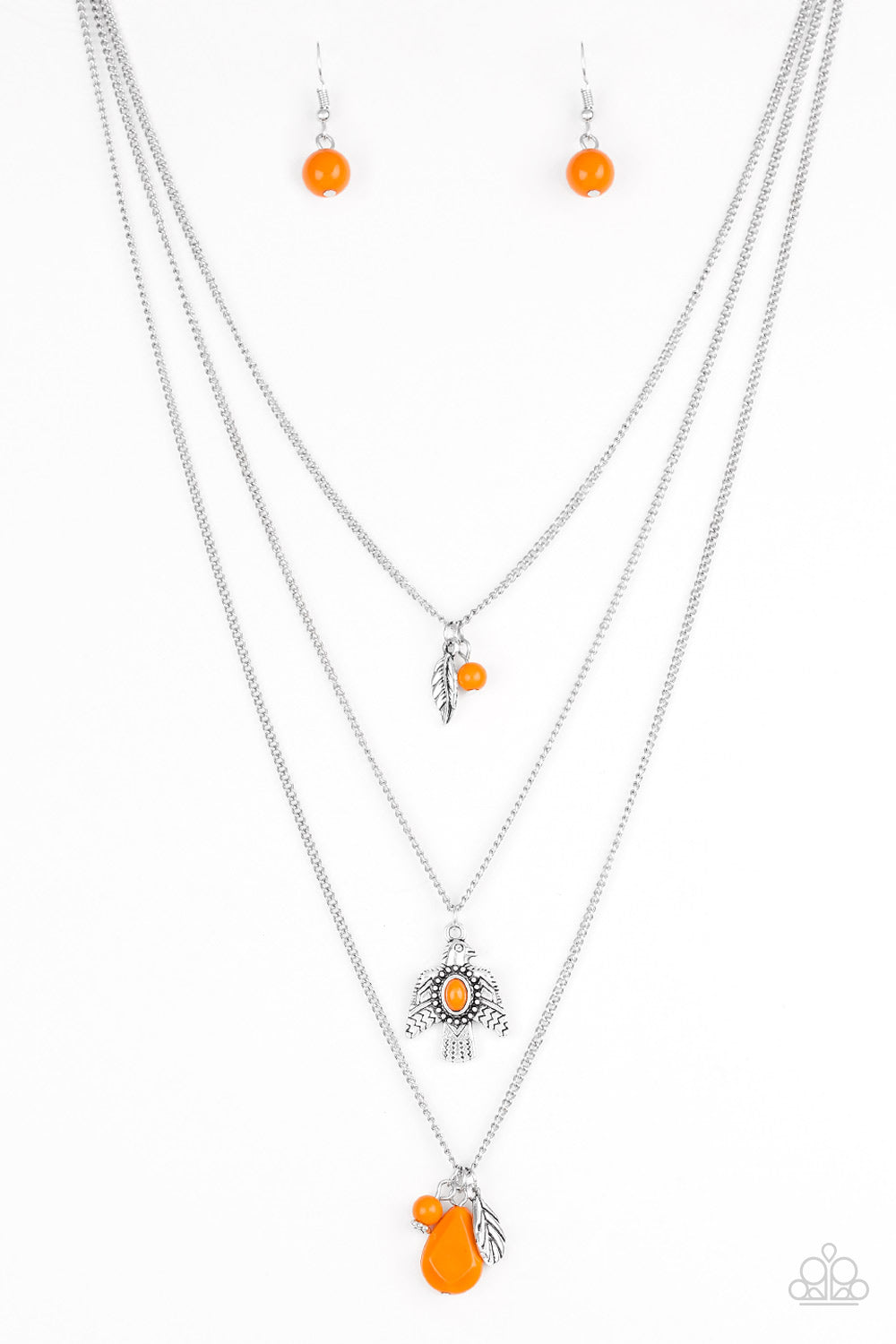 Soar With The Eagles - Orange - Paparazzi Necklace