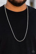 Load image into Gallery viewer, Featuring a high-sheen finish, a classic silver ball chain drapes across the chest for a casual look.  Sold as one individual necklaceby Paparazzi..
