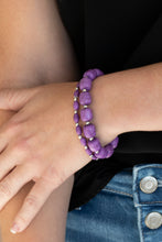 Load image into Gallery viewer, Colorfully Country - Purple - Paparazzi Dainty silver beads and mismatched purple stone beads are threaded along stretchy bands around the wrist, creating vivacious layers.
