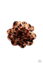 Load image into Gallery viewer, Featuring animal inspired print, colorfully spotted petals gather into a wildly wonderful blossom. Features a standard hair clip on the back.
