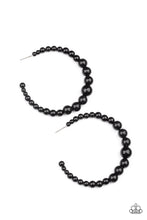 Load image into Gallery viewer, Glamour Graduate - Paparazzi - Gradually increasing in size at the center, a classic row of polished black beads are threaded along an oversized hoop for a posh finish.
