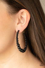 Load image into Gallery viewer, Glamour Graduate - Paparazzi - Gradually increasing in size at the center, a classic row of polished black beads are threaded along an oversized hoop for a posh finish.
