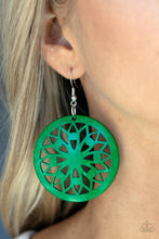 Load image into Gallery viewer, Paparazzi - Ocean Canopy - Green - A bold mandala-inspired design is carved out of an oversized green disc creating an eye-catching statement.
