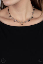 Load image into Gallery viewer, Sahara Social - Black - Paparazzi - Pairs of dainty silver beads and black stone beads dangle between faceted silver bars that interconnect around the neck, creating an earthy fringe.\
