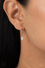 Load image into Gallery viewer, Little Lady Liberty Star Choker - Paparazzi - Dainty red rhinestones and flat silver stars twinkle along a classic silver chain around the neck, resulting in a stellar fringe.
