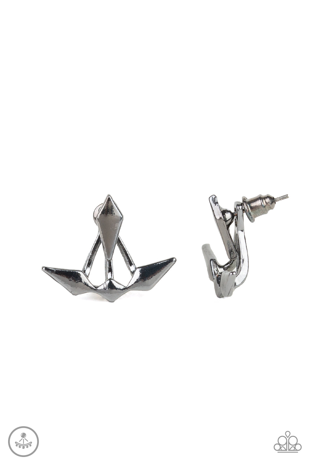 Metal Origami - Black Jacket Earrings