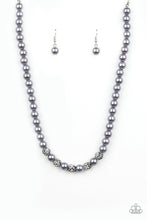 Load image into Gallery viewer, Infused with glittery rhinestone encrusted beads, a classic strand of silver pearls drapes below the collar in a timeless fashion. Features an adjustable clasp closure.  Sold as one individual necklace. Includes one pair of matching earrings.   Get The Complete Look!  Bracelet: &quot;POSHing Your Luck - Silver&quot;
