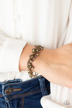 Load image into Gallery viewer, Paparazzi - Bracelet: Twinkly Twilight - Brass - Dainty brassy tone-on-tone iridescent beads swing from a classic brass chain, creating a clustered fringe around the wrist. Features an adjustable clasp closure.
