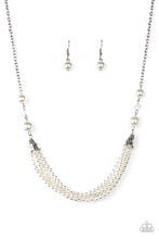 Load image into Gallery viewer, Oversized white pearls and crystal-like beads give way to layers of beaded pearl strands below the collar for a timeless look. Features an adjustable clasp closure.
