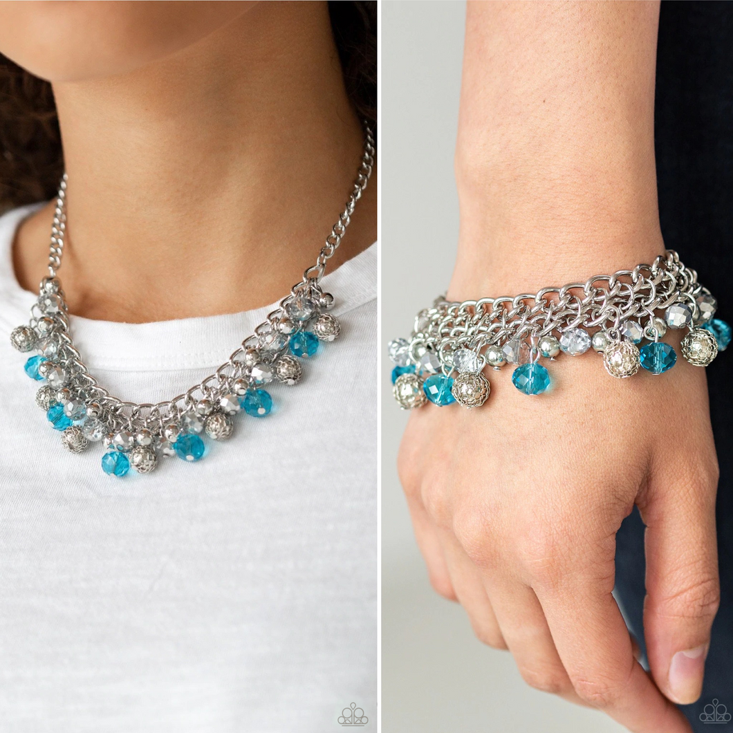 Party Spree Necklace & Party Planner Bracelet SET -  Blue
